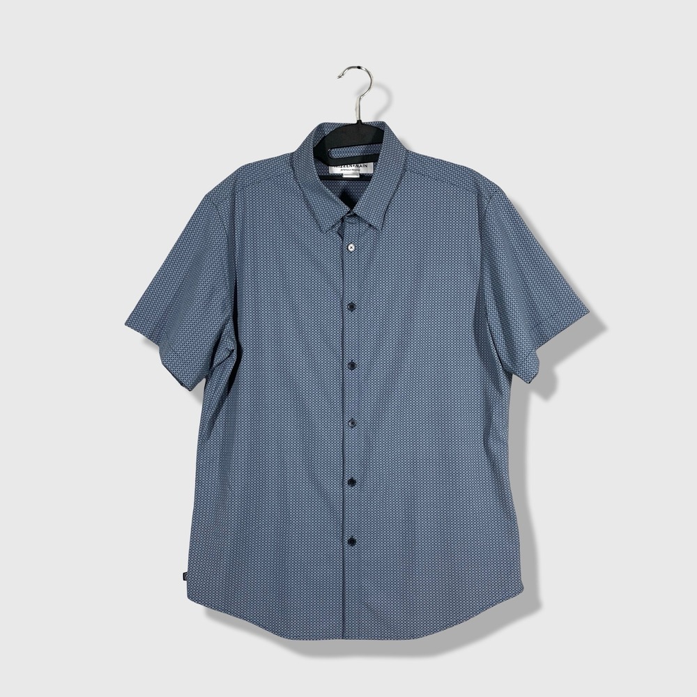 Mizzen+Main Shirt Mens M Blue Business Casual Smart Casual Geometric Stretch